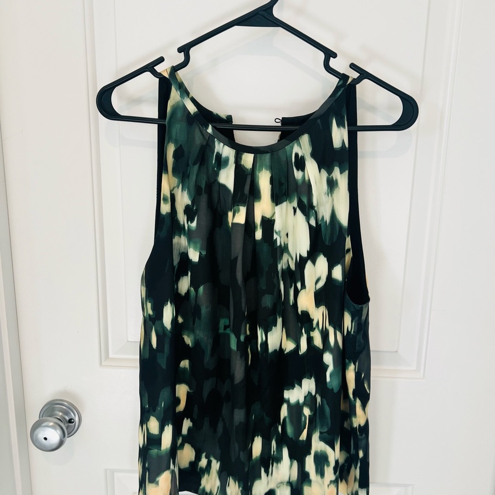 Banana Republic Factory Green Abstract Print Blouse